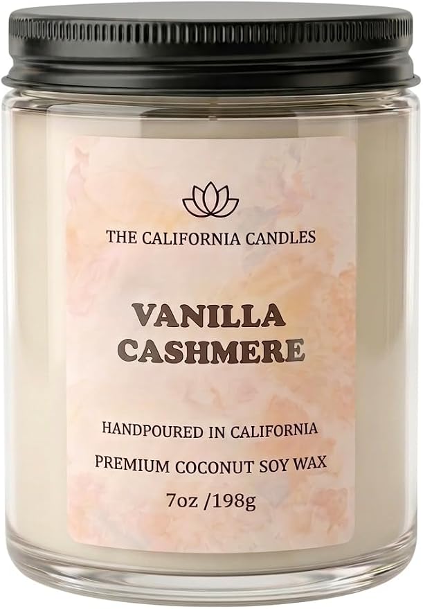 Vanilla Cashmere Scented Candle, Coconut Soy Wax, Handpoured, 7 oz