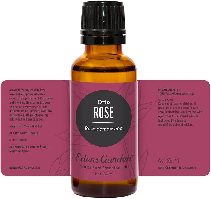 Edens Garden Rose- Otto Essential Oil- 100% Pure Premium Grade, Undiluted, Natural, Therapeutic, Aromatherapy, The Best for Diffuser, Skin, Face, Hair 30 ml (1 fl oz)