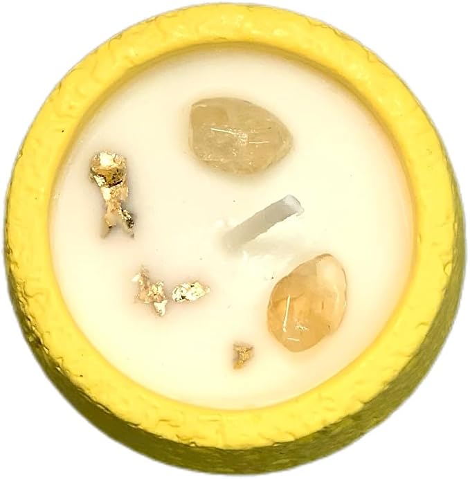 Scented Candle, Soy Candle, Non-Toxic Aroma Candles, Pear and Freesia Scented, Citrine Crystal, Best Smelling Candle, Gift for Women and Men(Net wt.200g)