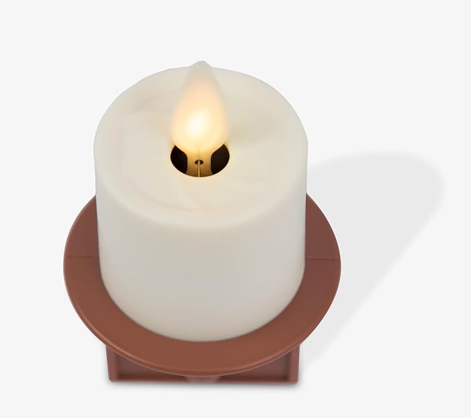 Luminara Flameless Candle Nightlight w/Dusk to Dawn Light Dark Auto Sensor, Baked Clay Wall Plug Indoor Night LED Light w/Real-Flame Effect Technology, Bathroom Bedroom Hallway, No Remote Needed