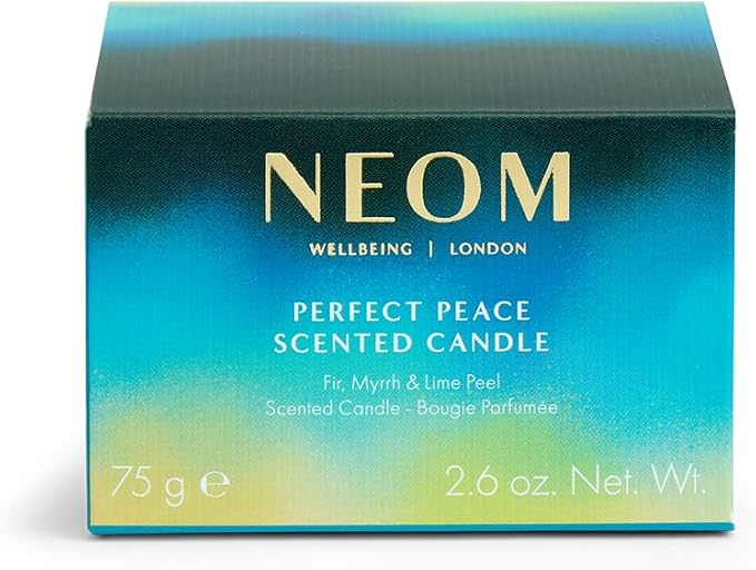 NEOM Perfect Peace Travel Size Candle | Myrrh, Fir & Lime Peel I Pure Essential Oils I 100% Naturally derived Wax I Hand Finished I Relieve Tension