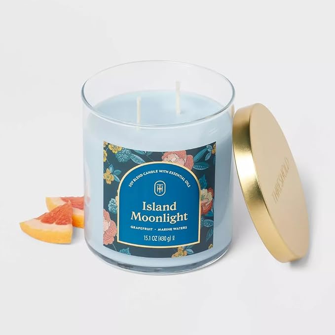 Threshold 2-Wick Lidded Glass Jar Candle (15.1oz, Island Moonlight)
