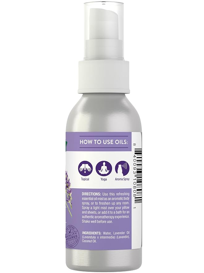 Nature's Truth Lavender Essential Oil Spray | 2.4 fl oz | Room Aroma Mist, Topical Use, & Yoga