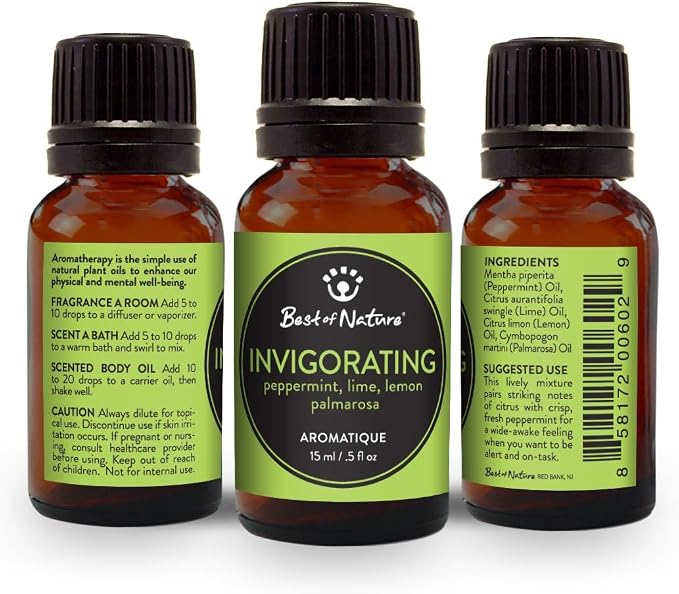 Best of Nature Essential Oil Blend – 100% Pure for Diffuser, Aromatherapy & Relaxation (Invigorating)