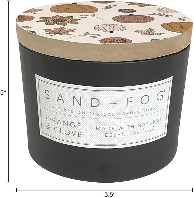 Sand + Fog Scented Candle - Orange & Clove – Additional Scents and Sizes – 100% Cotton Lead-Free Wick - Luxury Air Freshening Jar Candles - Perfect Home Decor – 12oz