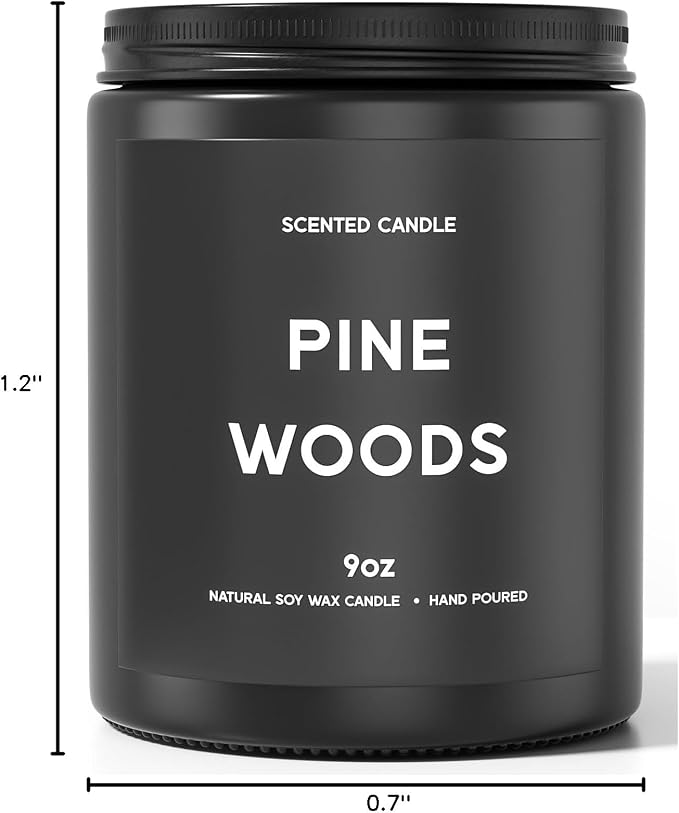 Pine Woods Candle, 9oz Scented Candle for Men, Scented Candles for Home, Gifts for Men, Personalized Blessing Minimalist Men's Gifts