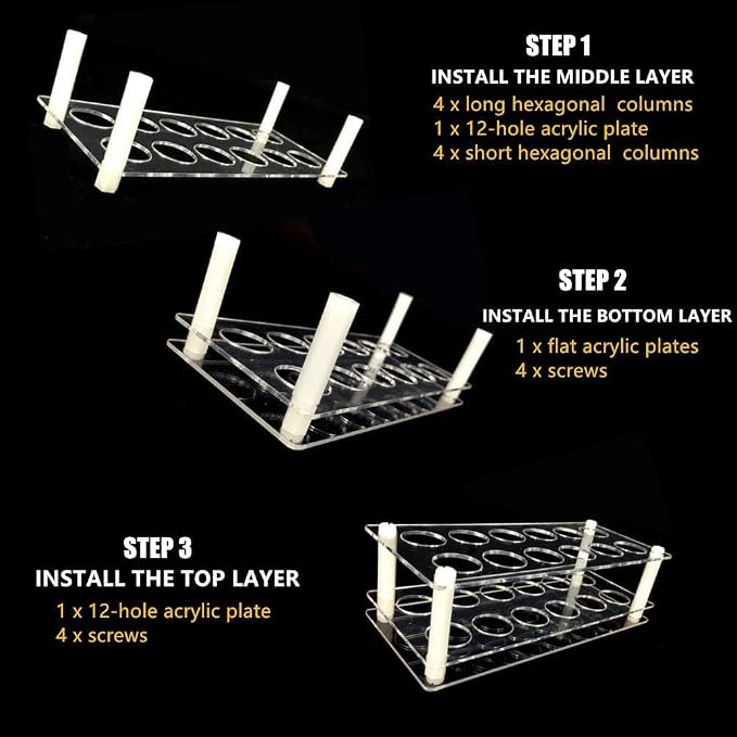 BOXIN 12Slots Roller Bottles Holder, Perfect Vertically Hold For Essential Oils Rollers, Great Oils Display Holder Roller Bottles Storage Shelf Organizer,Hole Diameter 2.3cm/0.9inch,Acrylic,DIY