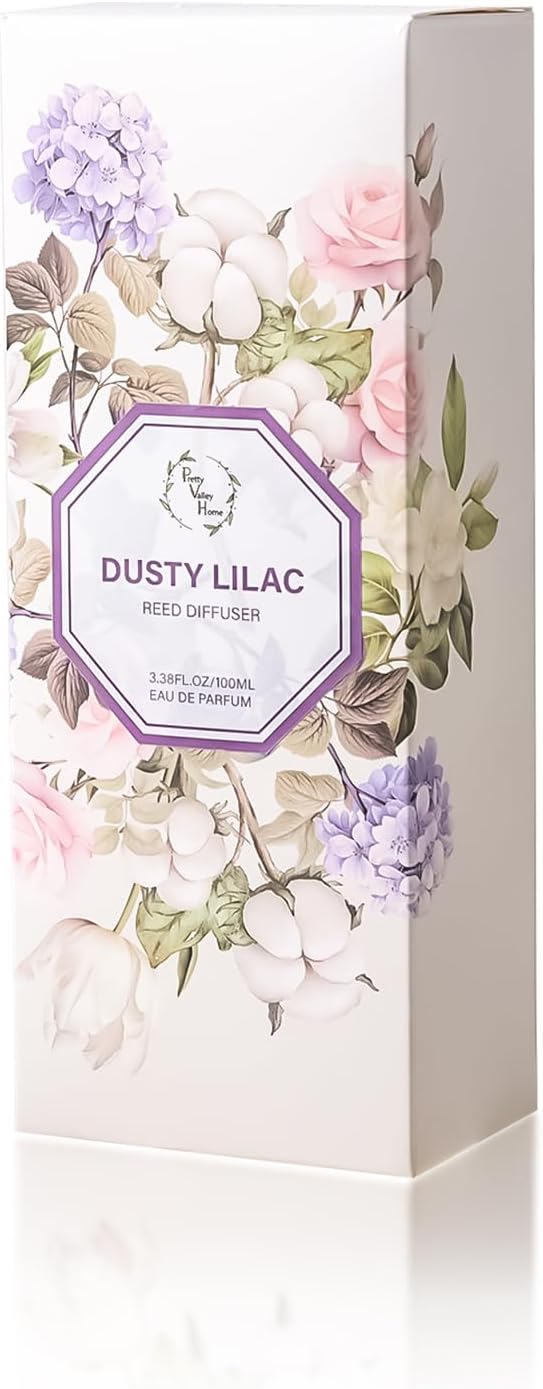 Reed Diffuser Set, 3.4 fl oz - Elegant Home Fragrance with Sticks - Long-Lasting Scented Oil Reed Diffuser for Bedroom, Bathroom Shelf Decor & Office (Dusty Lilac)