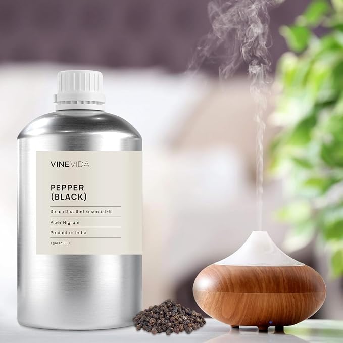VINEVIDA Black Pepper Essential Oil - Gallon - 128 Fl Oz (3948.87 ml) - Undiluted - Natural - Cleansing - DIY Scents - Topical & Diffuser Use