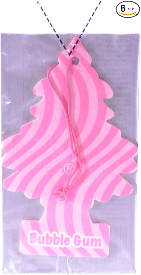 Little Trees Cardboard Hanging Car, Home & Office Air Freshener, Bubble Gum (Pack of 6)