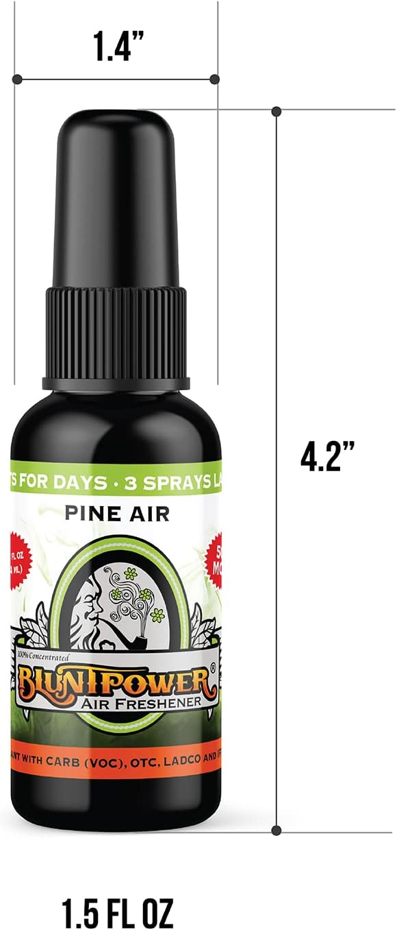 BluntPower (Pine Air, 1 Pack) Concentrated Air Freshener for Room and Car Spray - Oil-Based Diffuser Spray Bottle - Long-Lasting Bathroom Spray, Car Freshener, & Odor Eliminator Spray