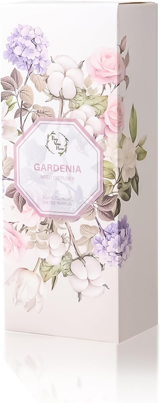 Reed Diffuser Set Gardenia Floral, 3.4 fl oz - Elegant Home Fragrance with Sticks - Long-Lasting Scented Oil Reed Diffuser for Bedroom, Bathroom Shelf Decor & Living Room(Gardenia Floral)