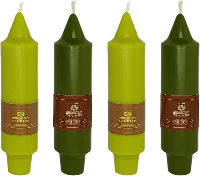 Olive Green & Grass Green Candles 5 inch Short Candle Unscented Taper Candles Ideal as Dinner Candles Smokeless Long Burning Candlesticks for Weddings Dinner Party Home Decor