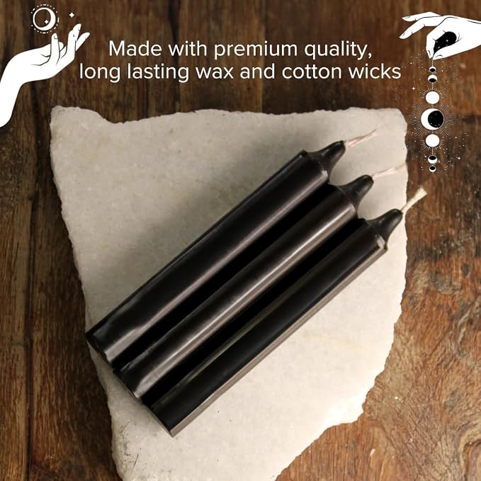 Simply Soson 5 inch Ritual Taper Candles Bulk, Mini Taper Candles - 24 Black Chime Spell Candles - Small Taper Candle Stick, Use as Witchcraft Supplies, Altar Unscented Prayer Candle