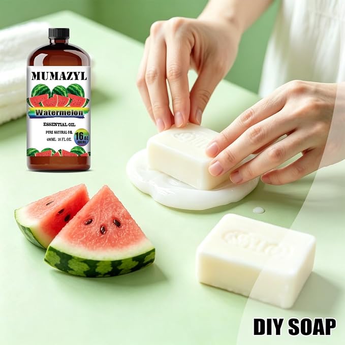 Watermelon Essential Oil, Watermelon Oil 16 Fl Oz 480ML for Diffuser Humidifier Yoga Cleaning DIY Candle Soap Making MUMAZYL Essential Oils