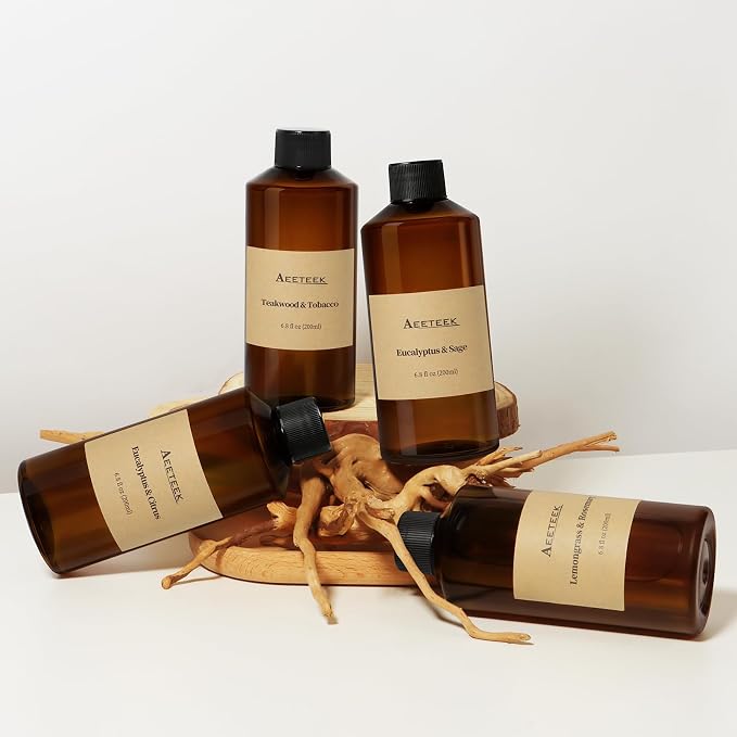 Reed Diffuser, Sage & Eucalyptus Essential Oil Refill with Diffuser Sticks, 6.8 Fl Oz (200ml) Scented Diffusers, Long-Lasting Fragrance for Home Decor