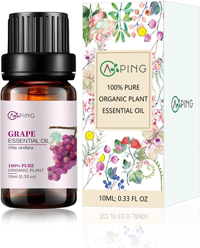 Grape Essential Oil - 100% Pure Organic Natural Plant (Vitis vinifera) Grape Oil for Diffuser, Aroma, Spa, Massage, Yoga, Perfume, 0.33oz