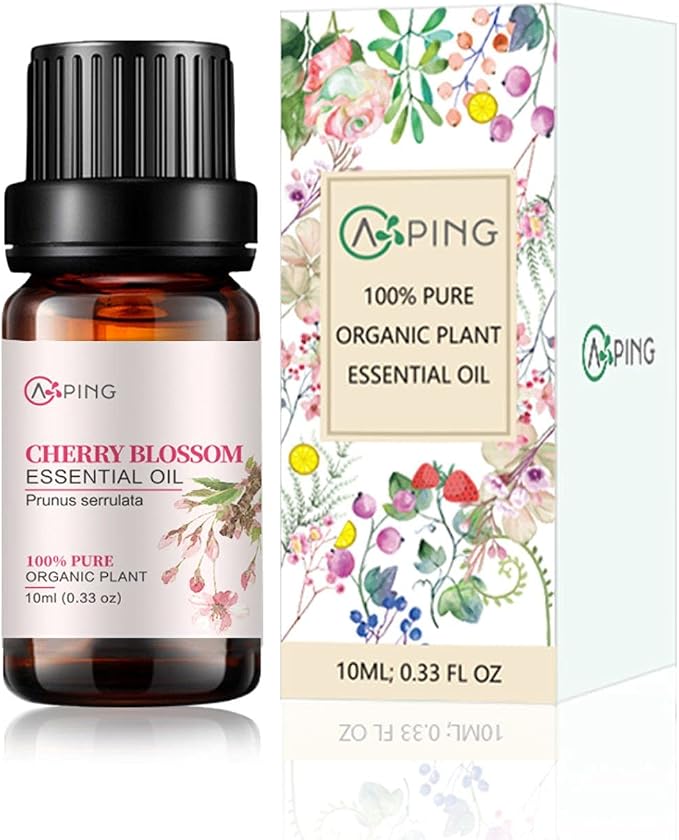 Cherry Blossom Essential Oil - 100% Pure Organic Natural Plant (Prunus serrulata) Cherry Blossom Oil for Diffuser, Aroma, Spa, Massage, Yoga, Perfume, 0.33oz