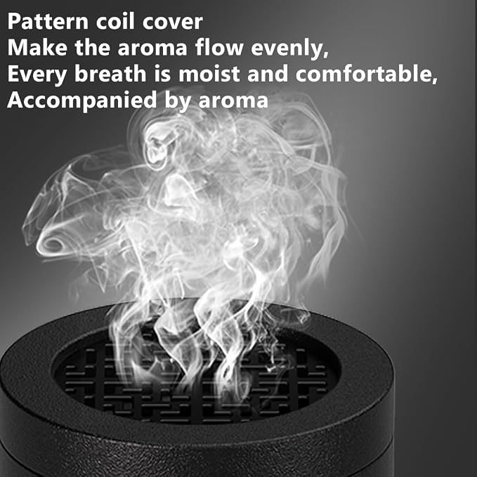 Portable Incense Burner, Mini USB Type-C Charging Car Aromatherapy Diffuser, 7.8 * 7.8 * 9.6cm Charcoal Igniter, Burning Time 120 Seconds Best Arabian Gift (Black)