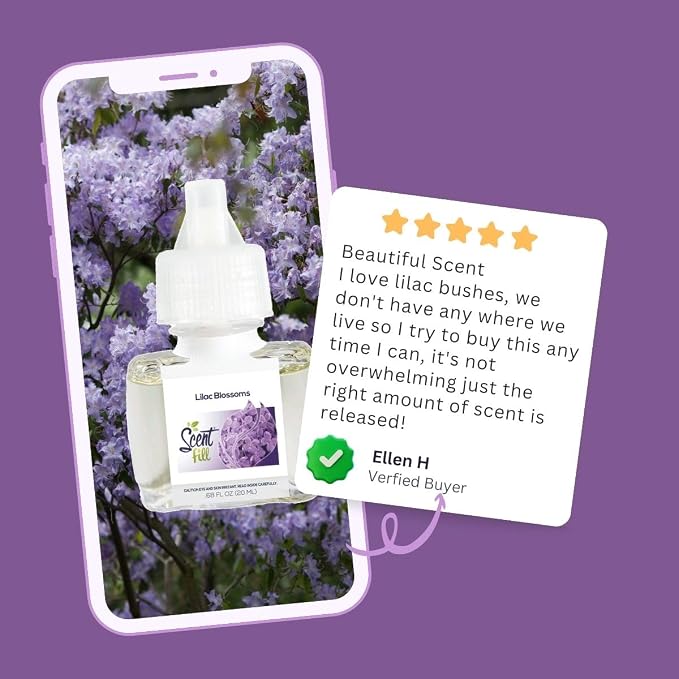 Scent Fill Lilac Blossoms Plug in Air Freshener, Scented Oil Refills, 2 Refills + Diffuser
