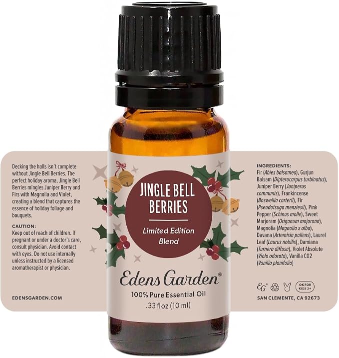 Edens Garden Jingle Bell Berries Essential Oil Blend- 100% Pure Premium Grade, Undiluted, Natural, Therapeutic, Aromatherapy, The Best for Diffusing, Candle, Laundry, Humidifiers 10 ml (.33 fl oz)
