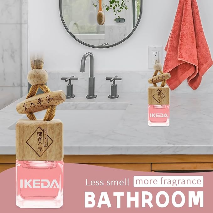 ikeda fragrance Car Air Freshener | Square Hanging Car Scent with Vent Clip Bottle | Long Lasting Fragrance | Essential Oil Diffuser | Odor Eliminator Deodorizer (Square-Strawberry)
