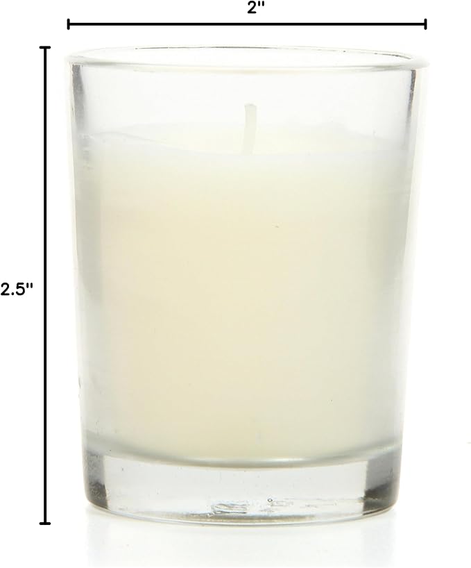 Hosley's Set of 24 Ivory Unscented Glass Filled Votive Candles, Hand Poured Wax Candle Ideal Gifts for Aromatherapy Spa Weddings Birthdays Holidays Party