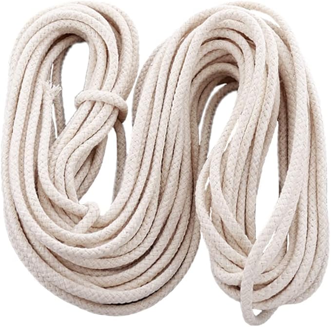 50 Feet Round Cotton Oil Lamp Wick 1/4" for Kerosene Burner Lighting and Paraffin Lantern