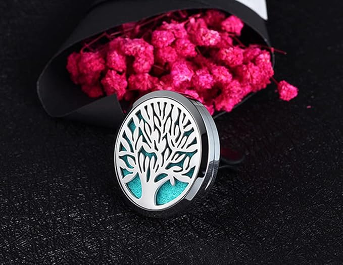 Car Aromatherapy Essential Oil Diffuser Locket Lotus Pattern Stainless Steel Car Air Fresheners Vent Clips Decorative