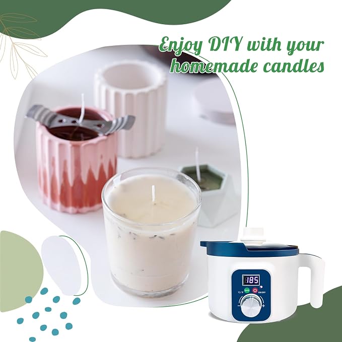 Handnatur Pro Soy Wax Melt Kit with Digital Wax Melting Pot, 4lb SOYA Wax Melter, Soy Candle Maker Set with Candle Heater, Wicks, Wick Holders, Wick Stickers