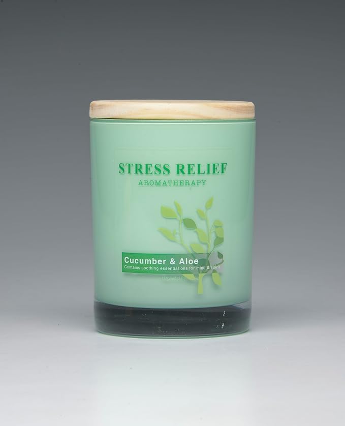 Scentsational Stress Relief Aromatherapy Candle, Cucumber & Aloe Scent, 11 oz, 60 Hour Burn Time Poured in the USA