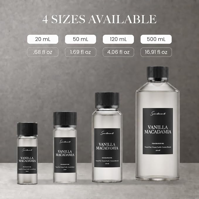 Scentiment Vanilla Macadamia Diffuser Oil - Premium Hotel Scent with Notes of Toasted Nut, Creamy Vanilla & Coconut Blossom Home Scent, Hotel Fragrance Oil Diffuser Refill - 1.69 fl oz (50 mL)