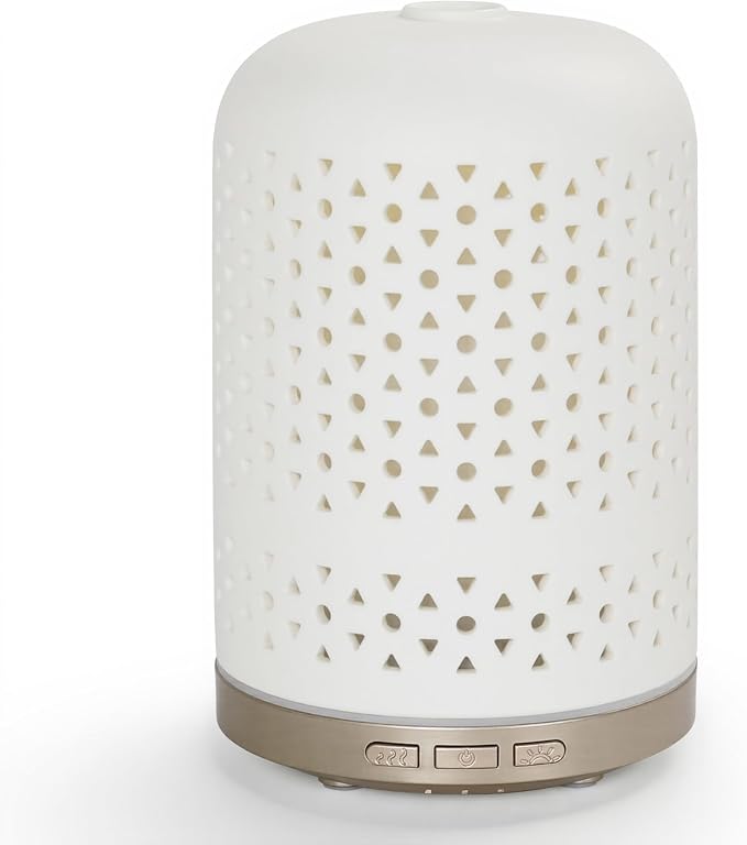 Essential Oil Diffuser - 2.4MHz Ultrasonic Ceramic Diffuser with Pulse/Continuous Mist & Night Light, Waterless Auto-Off, Silent Aromatherapy Diffuser for Home, Office, Yoga, Spa, Gifts & Home Decor.