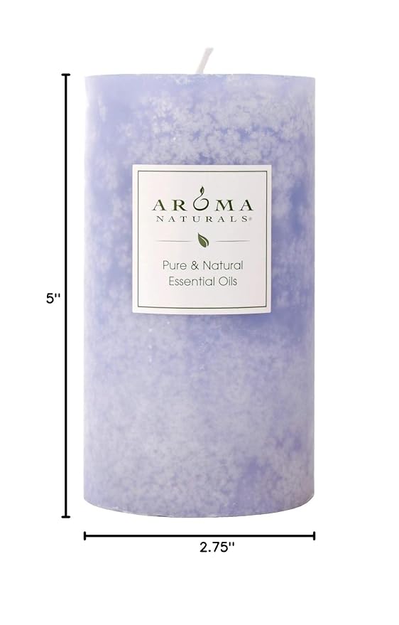Aroma Naturals Essential Oil Scented Pillar Candle, Tranquility, 2.75 Inch X 5 Inch, Lavender, 1 Pound