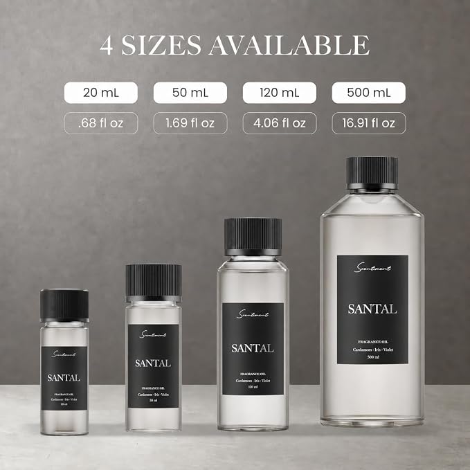 Scentiment Santal Diffuser Oil - Premium Hotel Scent with Notes of Cardamom, Cucumber, & Mint Home Scent, Aromatherapy Fragrance Oil Diffuser Refill - 1.69 fl oz (50 mL)