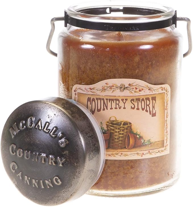 McCall’s Candles | Country Store | 26 oz Scented Candle | USA-Poured | Vintage Rustic Jar with Carrying Handle | Rosehips, Apples & Spice Fragrance