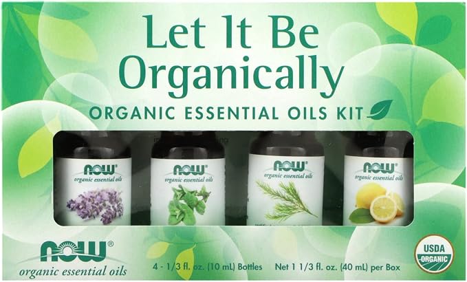 Let It Be Organically Organic Essential Oils Kit Now Foods 4 (10ml Bottles) Kit