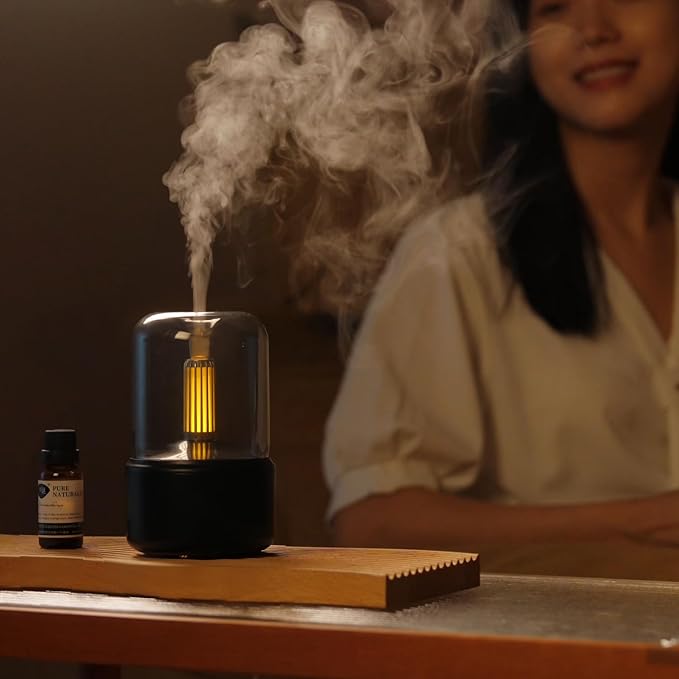 LONCIN Essential Oil Diffuser, 120ml Aromatherapy Diffuser with Auto Shut-Off Function, Ultrasonic Diffusers for Essential Oils, Cool Mist Humidifier with Warm Lights, for Home & Office