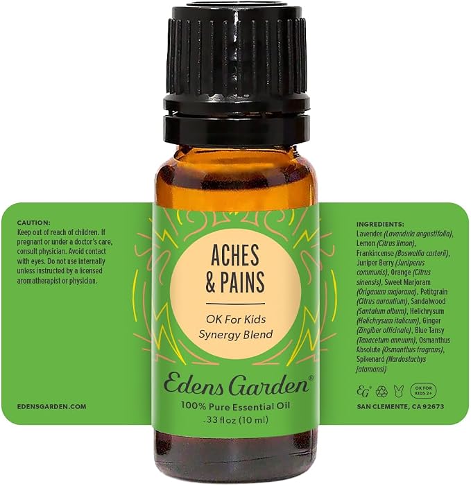 Edens Garden Aches & Pains Essential Oil Blend- 100% Pure Premium Grade, Undiluted, Natural, Therapeutic, Aromatherapy, The Best for Diffusing, Skin & Kid Safe, Face, Humidifiers 10 ml (.33 fl oz)
