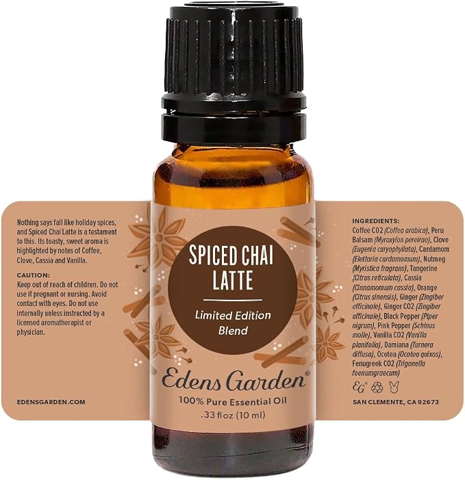 Edens Garden Spiced Chai Latte Essential Oil Blend- 100% Pure Premium Grade, Undiluted, Natural, Therapeutic, Aromatherapy, The Best for Diffusing, Candle, Laundry, Humidifiers 10 ml (.33 fl oz)