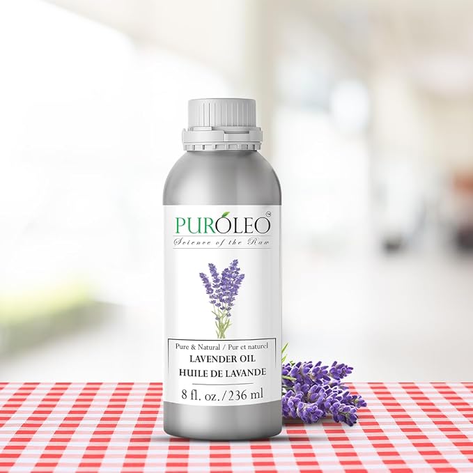 PUROLEO Lavender Essential Oil 8 Fl Oz/236 ML (Packed in Canada) 100% Pure Natural Undiluted for Aromatherapy, Aromatherapy Oil for Sleep, Relaxation Bulgaria France Oil Diffuser