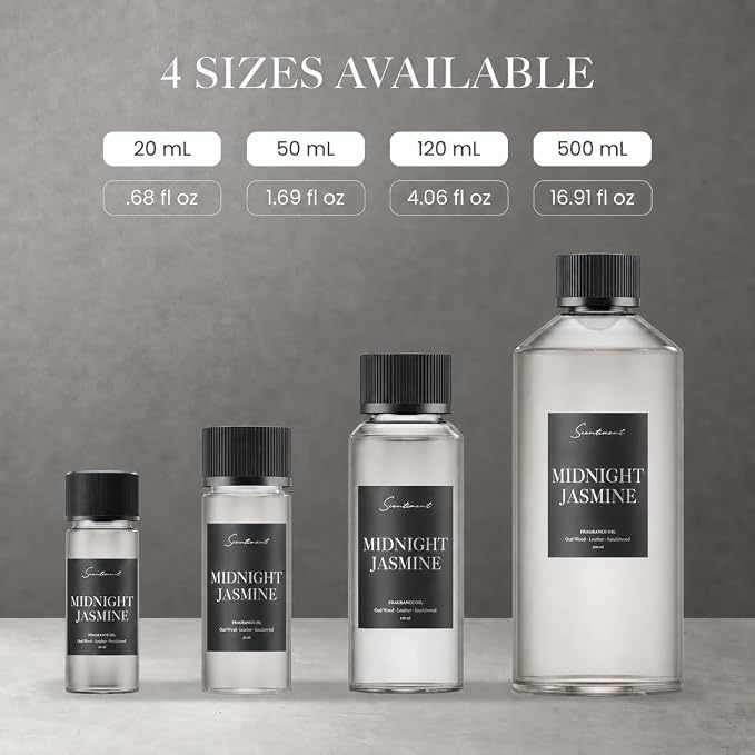 Scentiment Midnight Jasmine Diffuser Oil - Premium Hotel Scent with Notes of Jasmine, Vanilla Crème & Pear Nectar Home Scent, Hotel Fragrance Oil Diffuser Refill - 1.69 fl oz (50 mL)