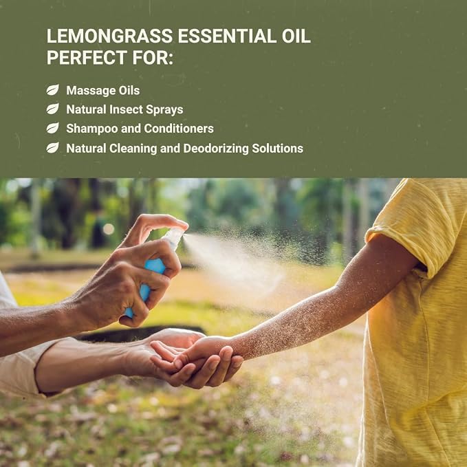 Lemongrass Essential Oil - Natural Aceite de Hierba Limón from Norex Flavours India - Lemongrass Essential Oils for Hair, Aromatherapy and Massage - 8oz