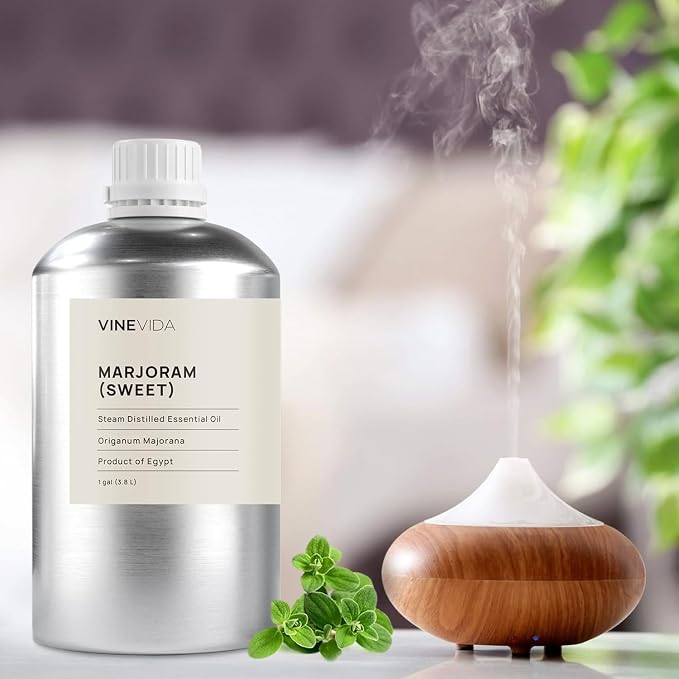 VINEVIDA Marjoram Essential Oil - Gallon Marjoram Oil Undiluted - Bulk Gallon Essential Oil for Soap Making & DIY Candle Scents - 8 lbs