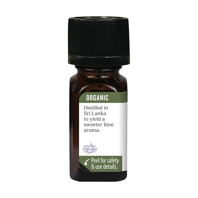Aura Cacia Organic Distilled Lime Essential Oil, 100% Pure Citrus Aurantifolia Oil - Aromatherapy for Body Care, DIY Blends | 0.25 Fl Oz (Pack of 1)