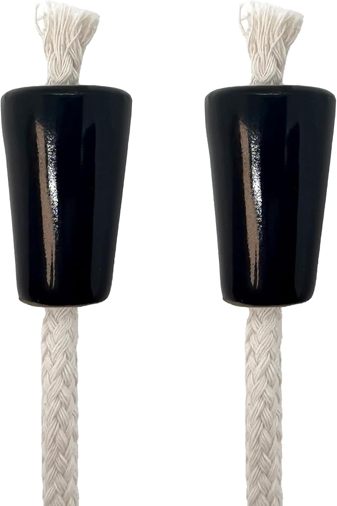 Oenophilia Oeno Afterglow Bottle Wicks, Glass Bottle Wick Holder, Use with Lamp Oil, Set of 2 (Black)
