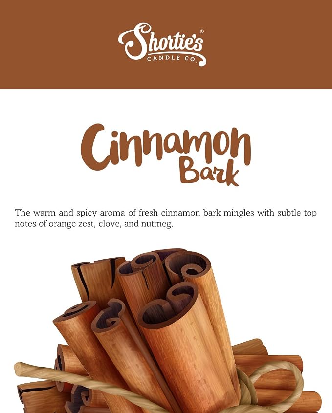 Shortie's Candle Company Cinnamon Bark Premium Wax Melts - 3 Oz., Strong & Long Lasting, Non-Toxic - Made with Essential & Natural Oils - Formula 117