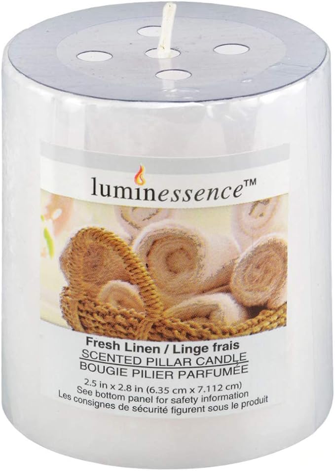 Luminessence Fresh Linen Pillar Candles, 2½"