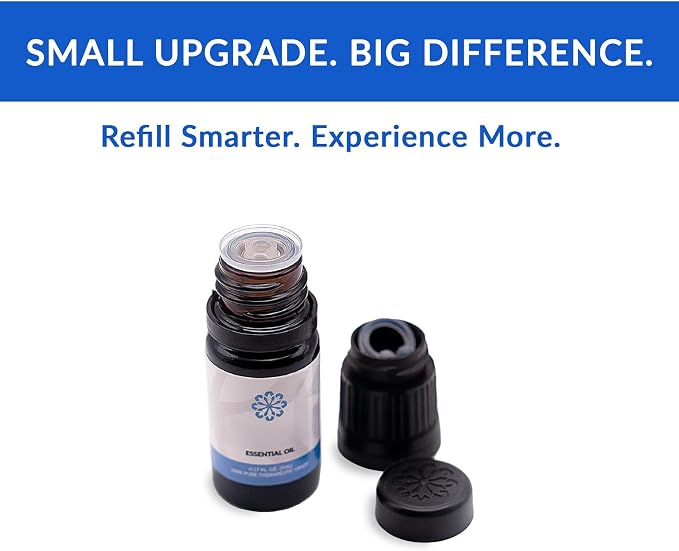 Essence Essential Oil Bottle Top with Built-in Soaking Bay | Refillable Cap for Nasal Diffuser Nose Ring | Aromatherapy Bottle Adapter for Wearable Nasal Diffuser | Made in USA | Black