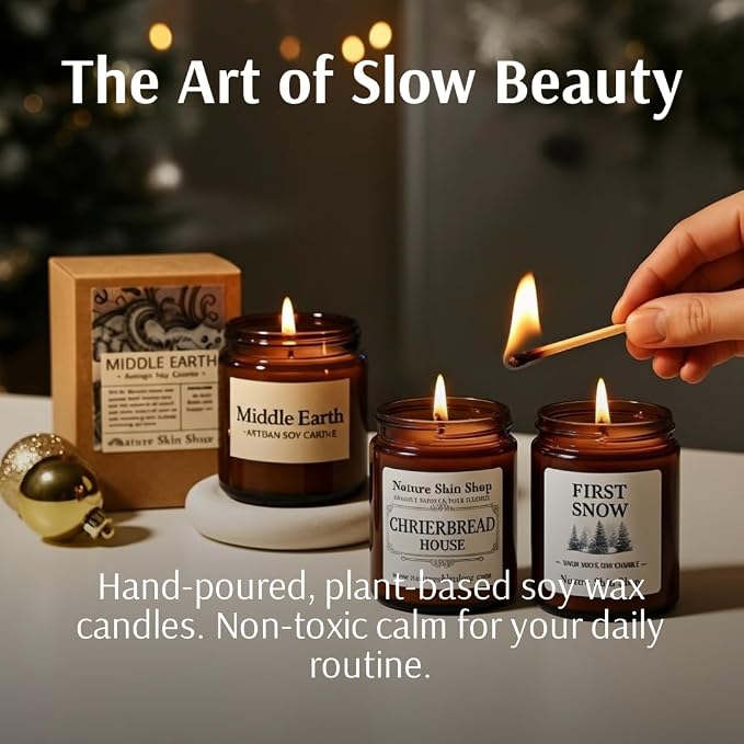 Nature Skin Shop French Lavender and Sage Artisan Soy Candle Calming Aromatherapy Home Fragrance Vegan Cotton Wick 8 oz